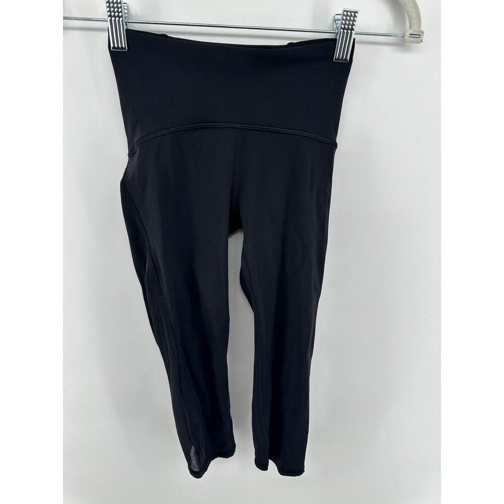 Lululemon High Rise Crop Leggings Size 2 Inseam 16” Side Mesh Panels #P